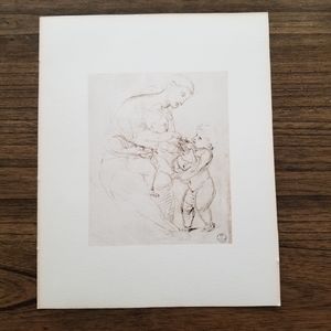 Vintage print mother two children crown Fisenze